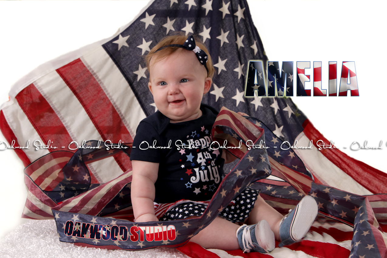 Children Photography at Oakwood Studio Baby with Flag